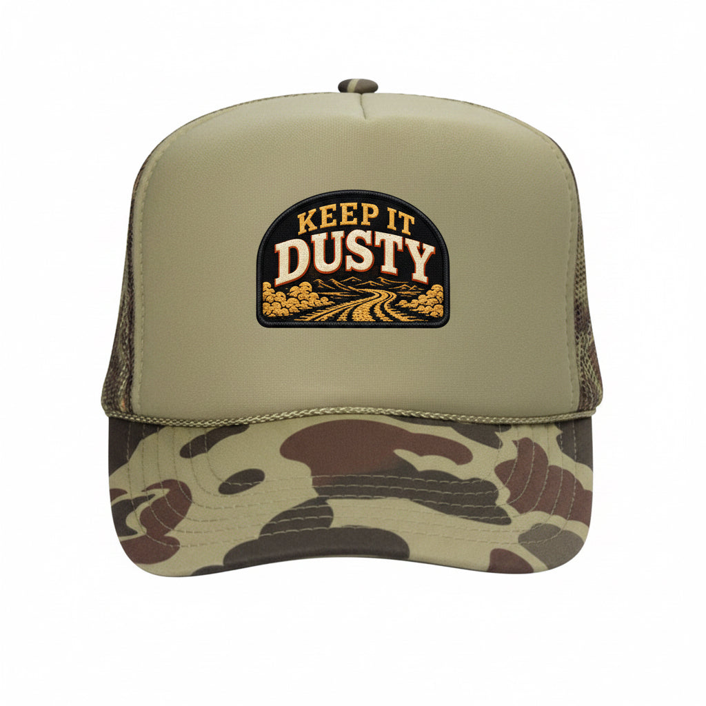 Keep It Dusty Olive Camo Trucker Hat