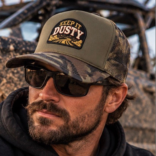 Keep It Dusty Dark Olive Camo Trucker Hat