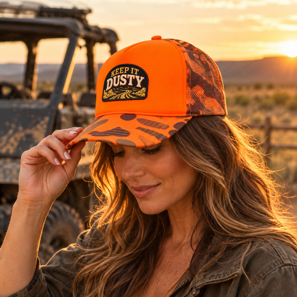 Keep It Dusty Neon Camo Trucker Hat
