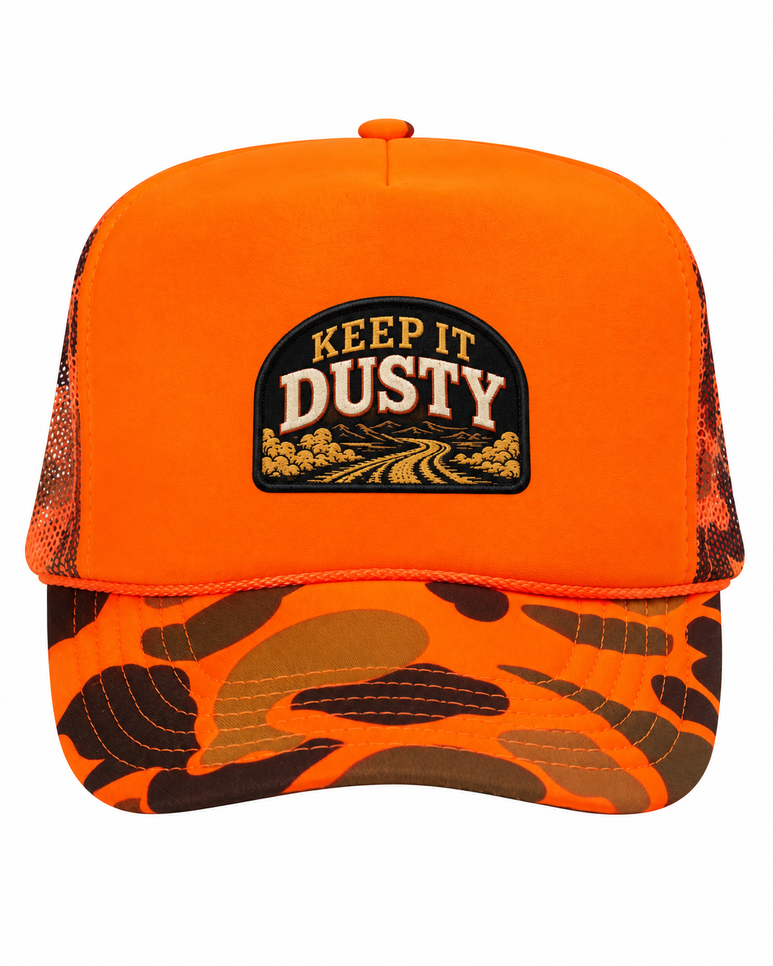 Keep It Dusty Neon Camo Trucker Hat