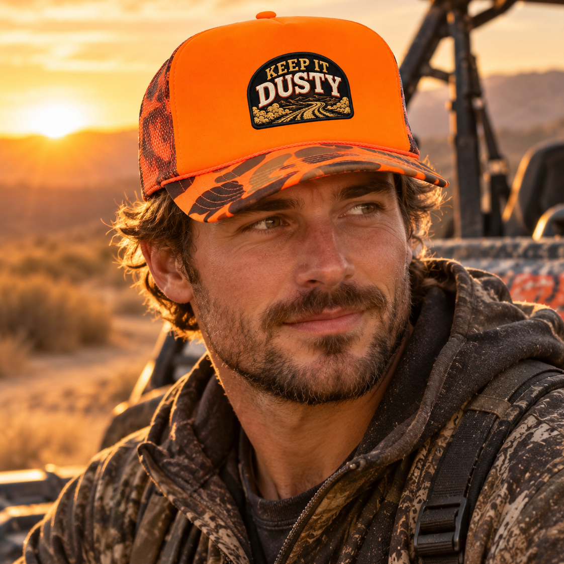 Keep It Dusty Neon Camo Trucker Hat